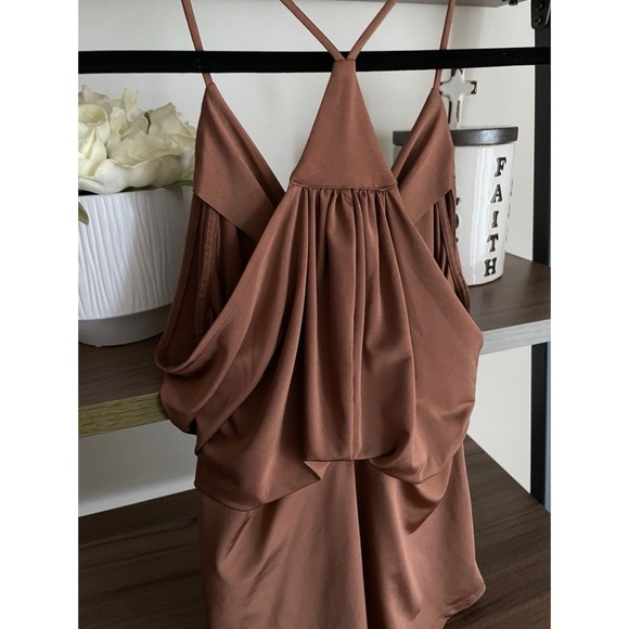 Gorgeous Express Brown Tie-front blouse, Size Small - Picture 6 of 8